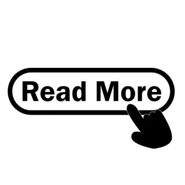 Read more icon on white background. finger presses on read more button. Stock Illustration