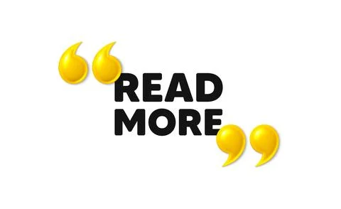 Read More symbol. Navigation sign. 3d quotation marks. Vector Illustrazione stock
