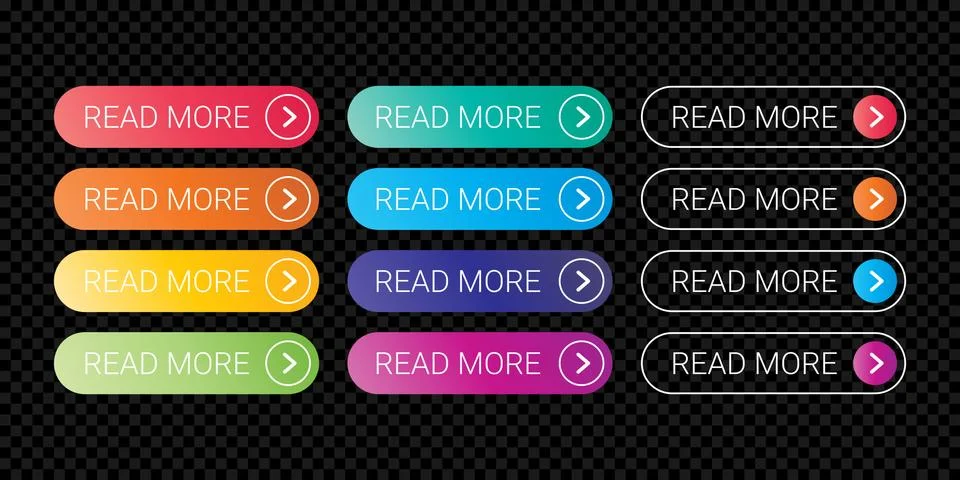 Read More web button flat design template color gradient outline vector style Illustrazione stock
