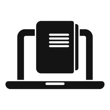 Read works book icon simple vector. Online laptop store Stock Illustration