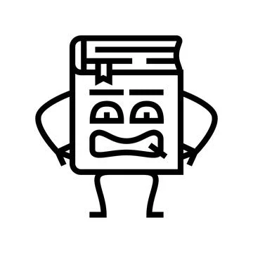 Reader book character line icon vector illustration Illustrazione stock