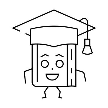 Reader book character line icon vector illustration Stock Illustration