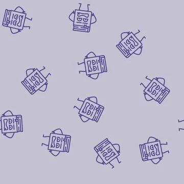 Reader book character line seamless pattern Stock Illustration