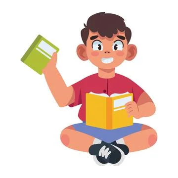 Reader boy on book Illustrazione stock