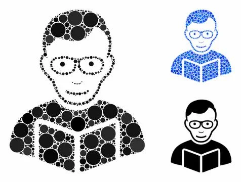 Reader Composition Icon of Spheric Items Stock Illustration