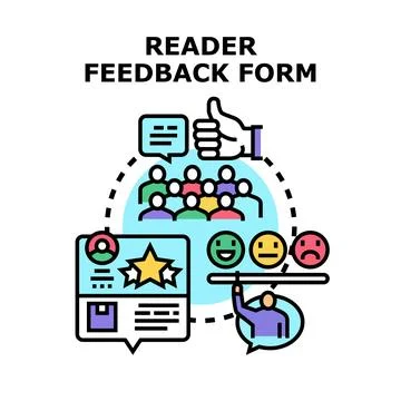 Reader feedback form collecting customer reviews satisfaction rating Stock Illustration