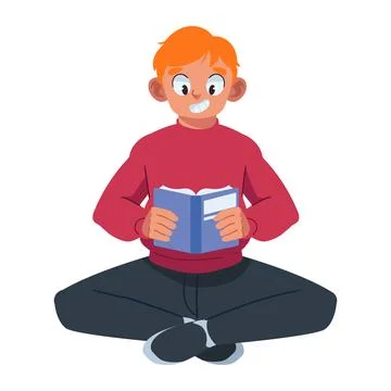 Reader happy with book Illustrazione stock