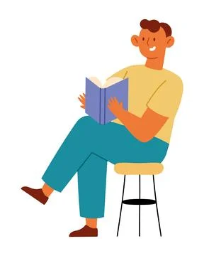 Reader man sitting with book Stock Illustration