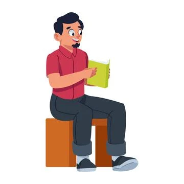 Reader man sitting with book Stock Illustration