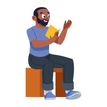 Reader man sitting with book Stock Illustration