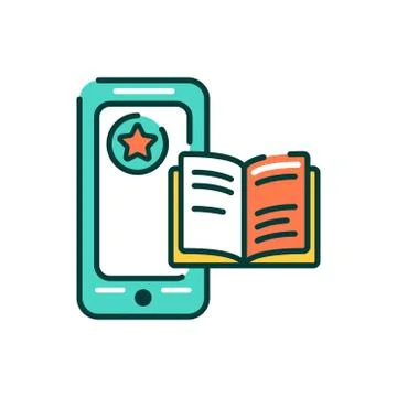 Reader mobile application in smartphone color line icon. Pictogram for web pa Stock Illustration