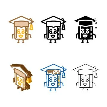Reader set book character color icon vector Stock Illustration