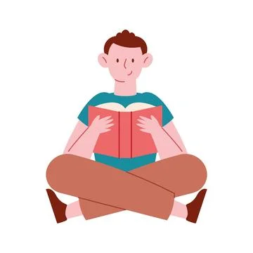 Reader sitting with book Stock Illustration