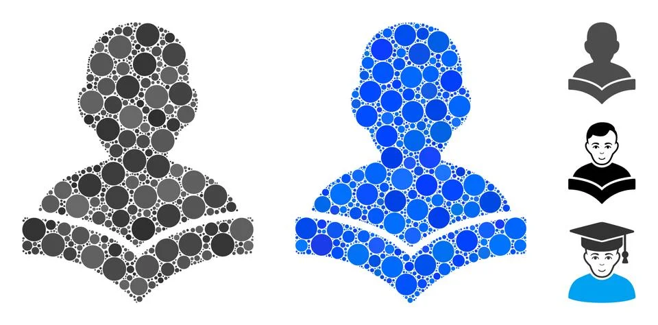 Reader Student Mosaic Icon of Circle Dots 스톡 일러스트