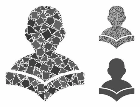 Reader student Mosaic Icon of Ragged Pieces 스톡 일러스트