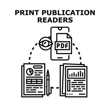 Readers consuming print and digital publications Stock Illustration