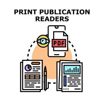 Readers consuming print and digital publications Stock Illustration