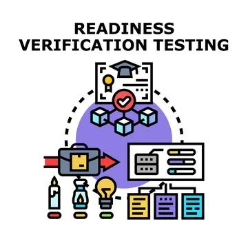 Readiness verification testing process preparing for certification Stock Illustration
