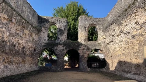 Reading Abbey ruins - inside the ruin in England Stock Footage 218238387