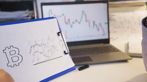 Reading and analyzing Bitcoin charts. Stock Footage 220649460