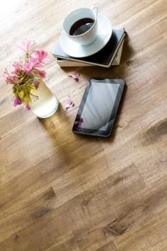 Reading and drinking coffee Stock Photos