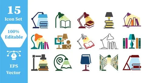 Reading and education library icon set with education knowledge learning Stock Illustration