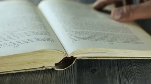 Reading an antique book Stock Footage 43345249