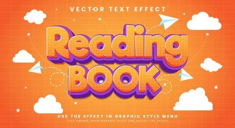 Reading Book 3d editable text effect Template イラスト素材