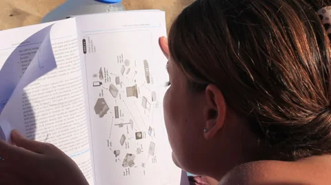 Reading book on the beach Stock Footage 27351122