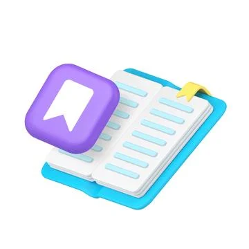 Reading book with bookmark library bookstore bookshop education 3d icon rea.. Stock Illustration