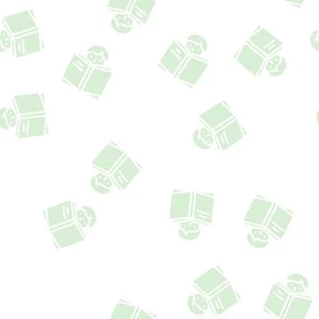 Reading book glyph vector seamless pattern Illustrazione stock