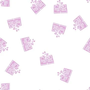 Reading book for growing knowledge glyph seamless pattern Stock Illustration