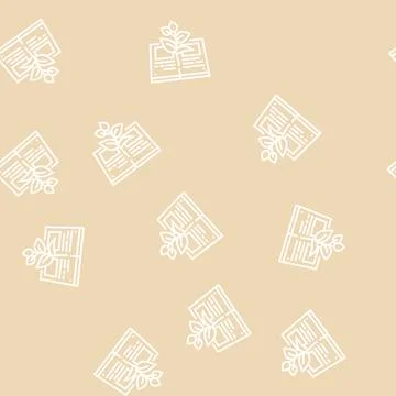 Reading book for growing knowledge line seamless pattern 스톡 일러스트