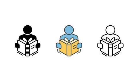 Reading a Book icon - Hobby of Reading Illustrazione stock