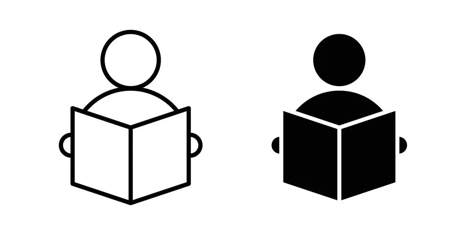 Reading book icon set modern line and solid style collection. Stock Illustration