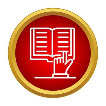 Reading book icon showing hand pointing at knowledge Stock Illustration