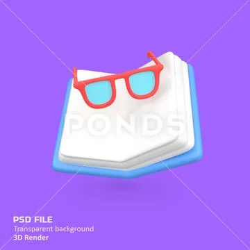 Reading book isolated 3d render icon illustration PSD Template