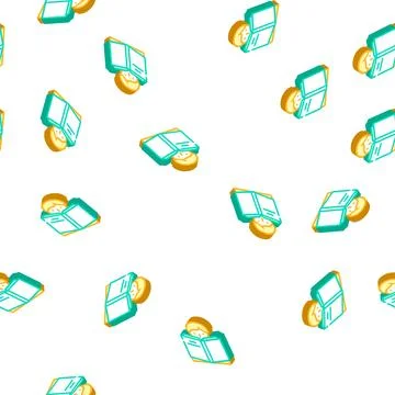 Reading book isometric icon seamless pattern Stock Illustration
