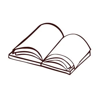 Reading book, notepad line monochrome illustration Stock Illustration