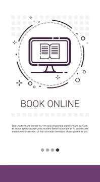 Reading Book Online Internet Library Banner Illustrazione stock