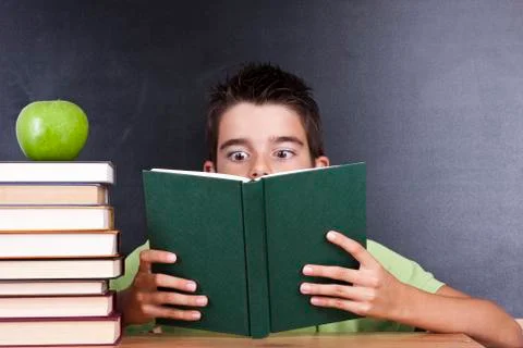 Reading the book in school Stock Photos
