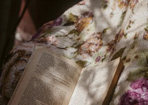 Reading a book in the spring in a blanket in a hammock Stock Photos