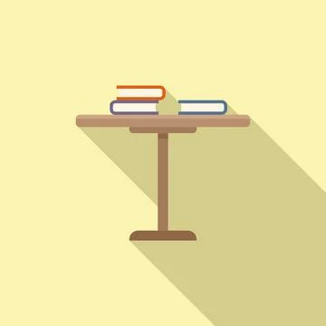 Reading book table icon flat vector. Office interior Stock Illustration
