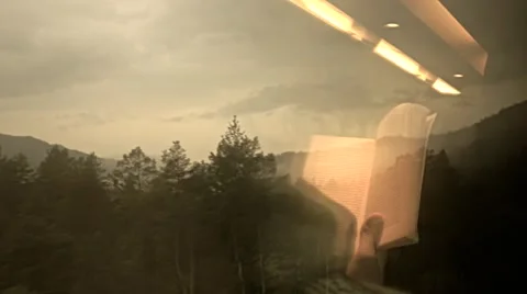 Reading book in train Stock Footage 42262330
