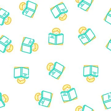 Reading book vector seamless pattern Stock Illustration