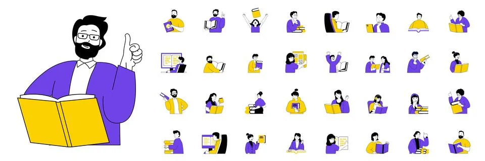 Reading Book Web Illustrations イラスト素材