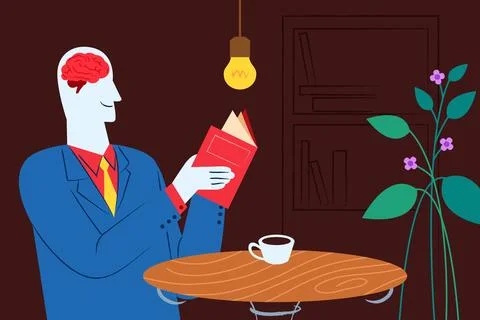 Reading Book As Wellness Activity Stock Illustration
