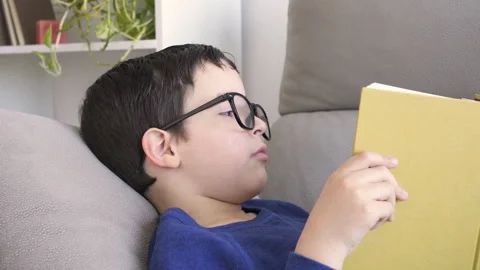 Reading book while lying Vidéo 250178525