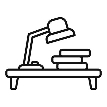Reading book workspace icon outline vector. Worksplace sit Stock Illustration