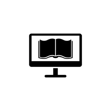 Reading Books on PC Flat Vector Icon Stock Illustration